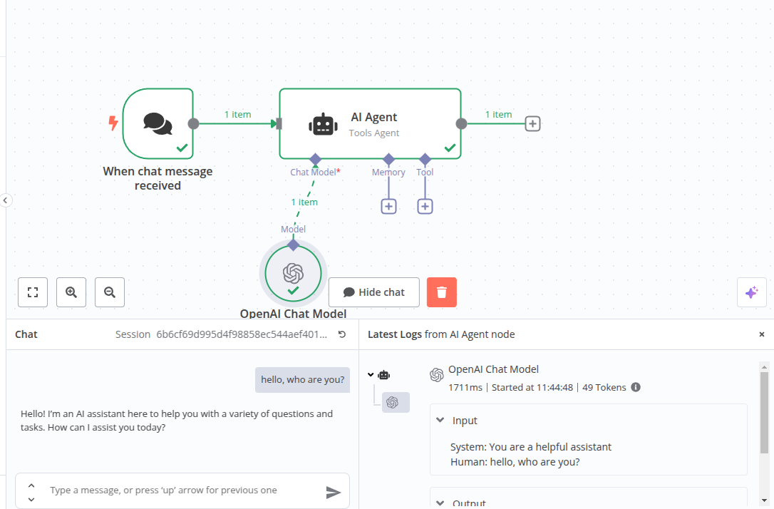 image showing a chat session in progress