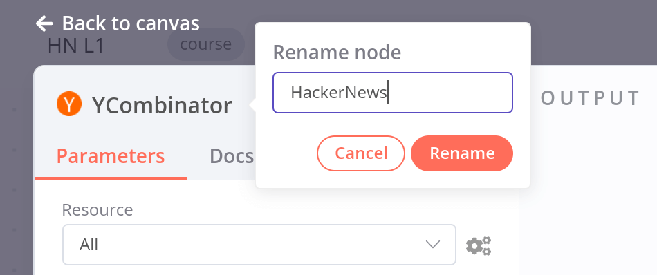 Renaming a node from the keyboard