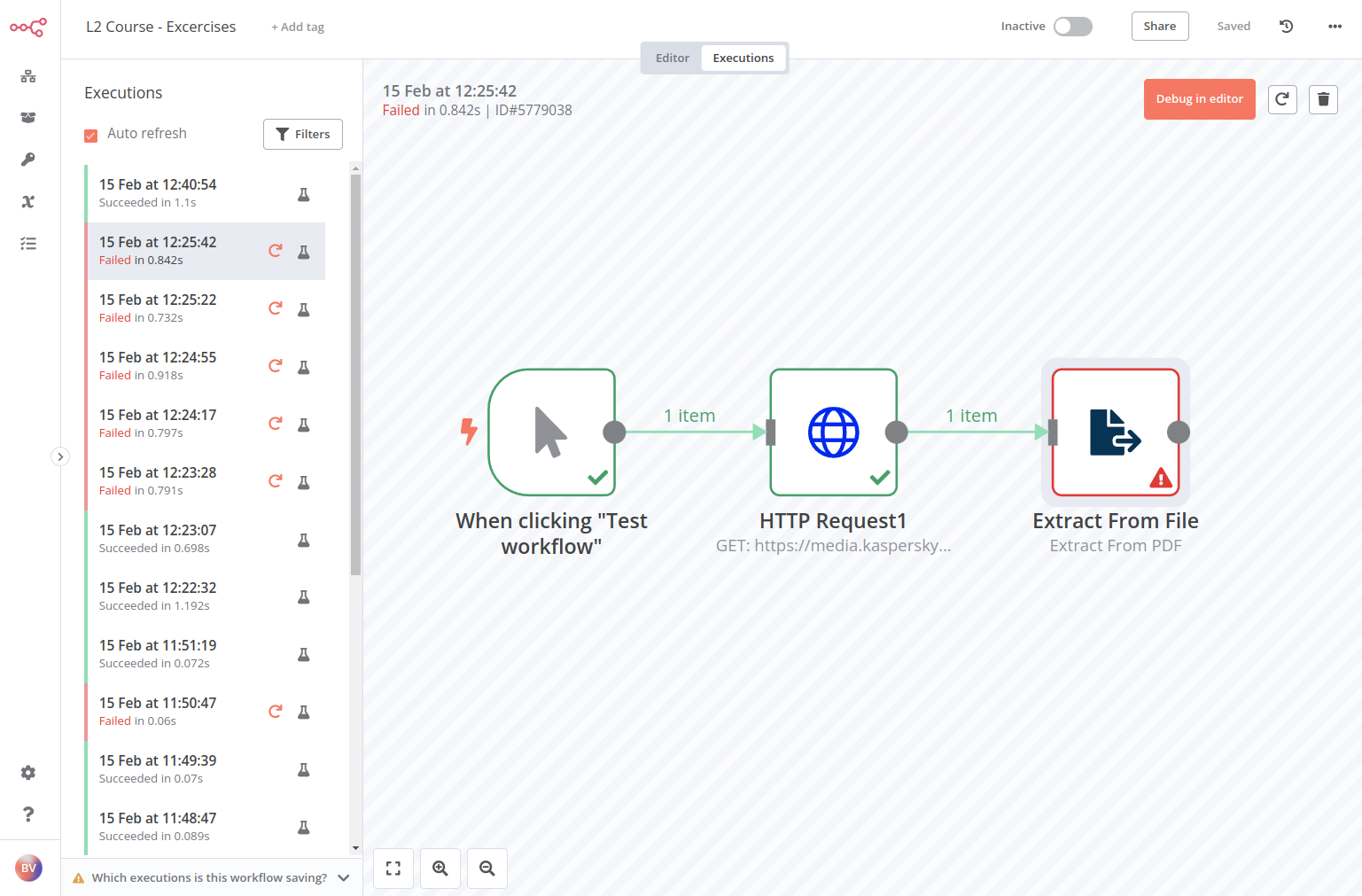 You can make the Http client throw exceptions to terminate execution on any  received errors