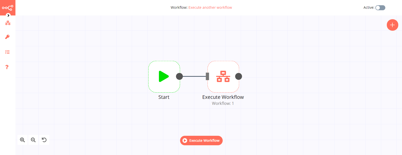 A workflow with the Execute Workflow node