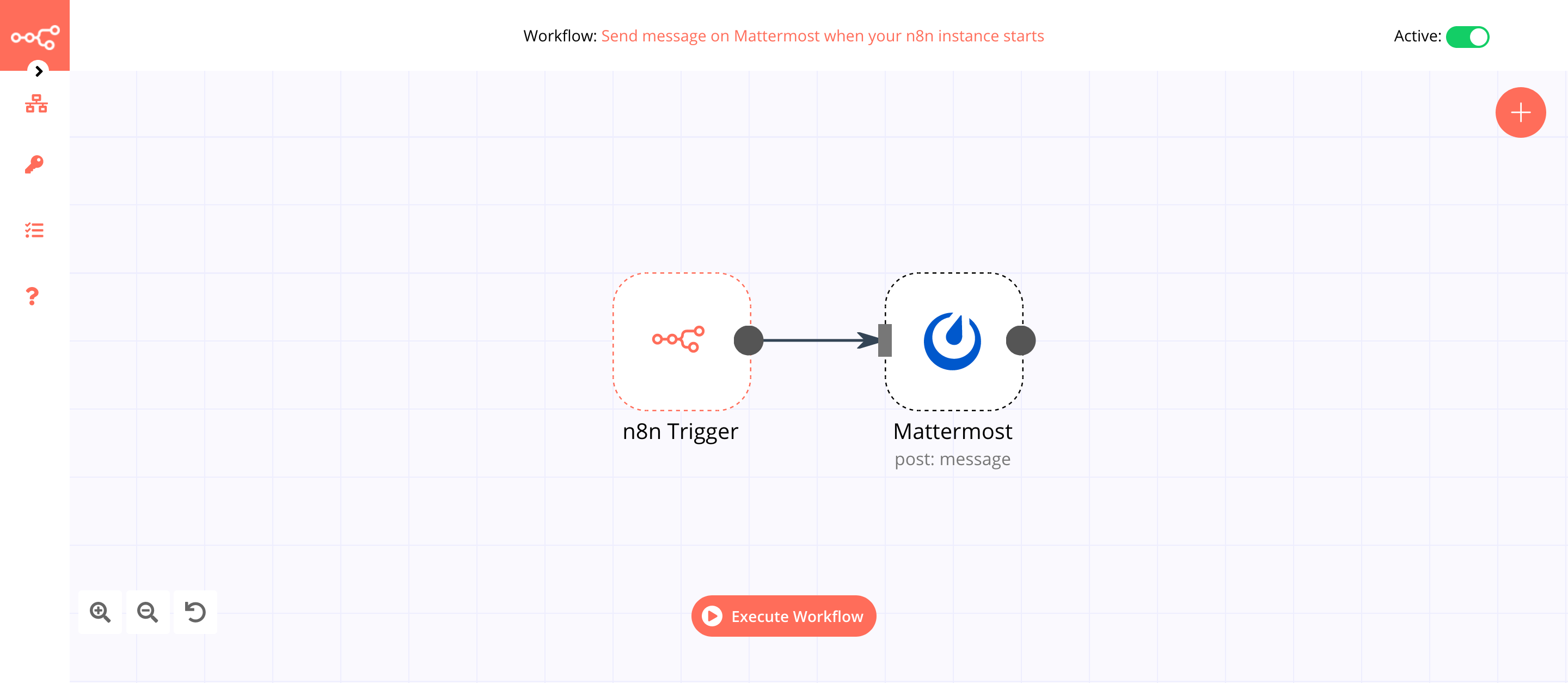 A workflow with the Webhook node