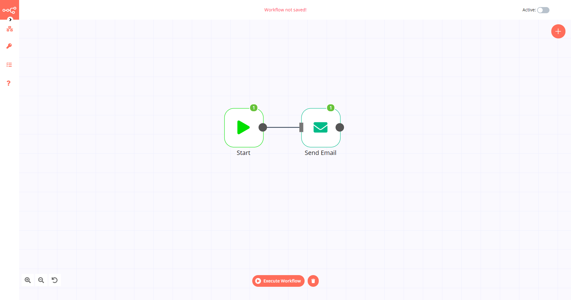 A workflow with the Send Email node