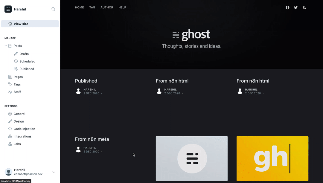Getting Ghost credentials