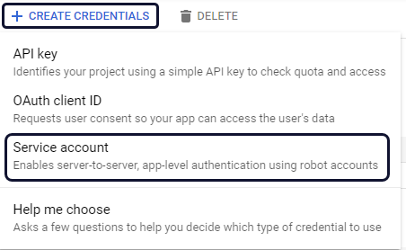 Access the Credentials page for APIs and services