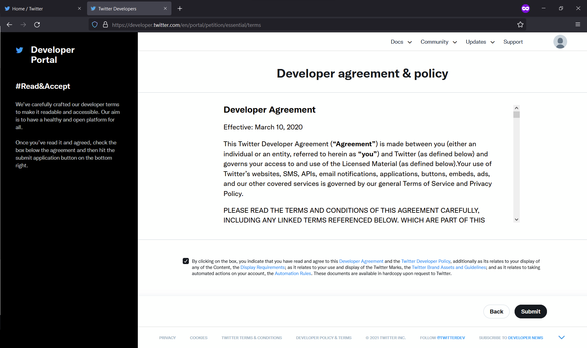 The Twitter Developer Agreement